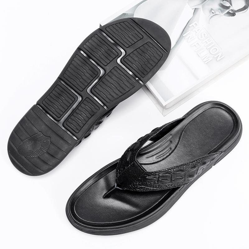 Крутые тапочки мужские из натуральной кожи модные шлепанцы летние мягкие туфли мужские туфли уличные туфли на плоской подошве мужские пляжные тапочки из коровьей кожи