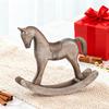 Wood Carving Rocking Horse Figurine Vintage Miniature Rocking Horse Statue Home Office Living Room Desktop Decoration Ornament