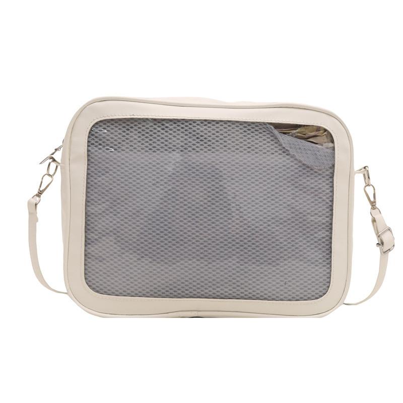 Solid Large Color Capacity Women Shoulder Bag With Compartment Transparent