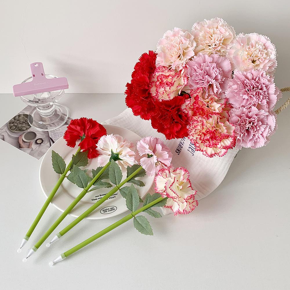 4Pcs Artificial Flower Flower Ballpoint Pen Carnation Rose Signature Pen School Supplies