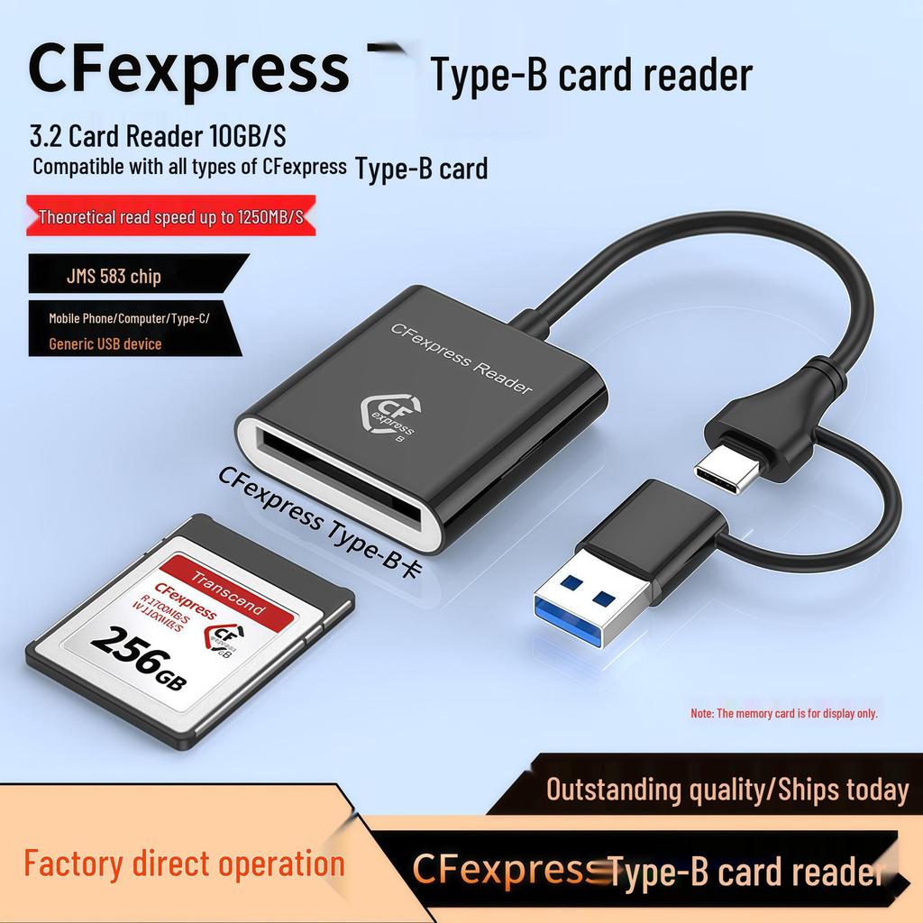 Высокоскоростной кардридер CFexpress Type-B и SD 2.0, USB 3.2, 10 Гбит/с