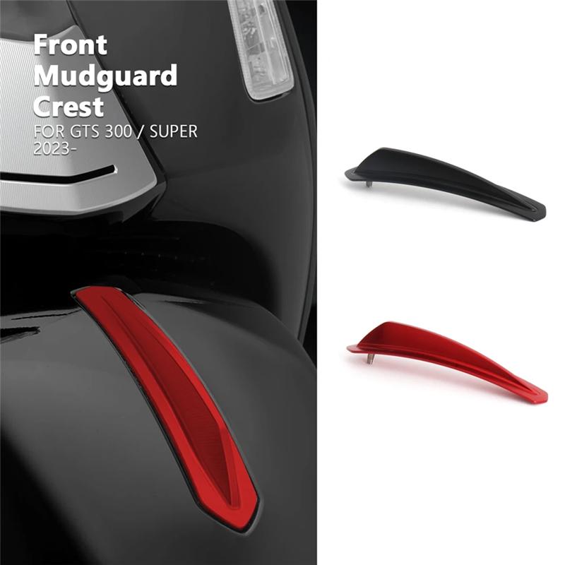 Motorcycle Front Fender Trim Decorative Mudguard Crest Cover For Vespa GTS300 Gts300 GTS 300 Super 2025 2025 Parts (Black)