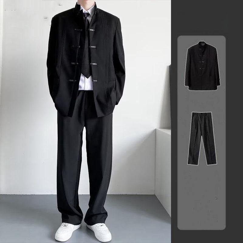 Chinese Style Stand Collar Suit Jacket Men's Casual Suit Tunic Suit