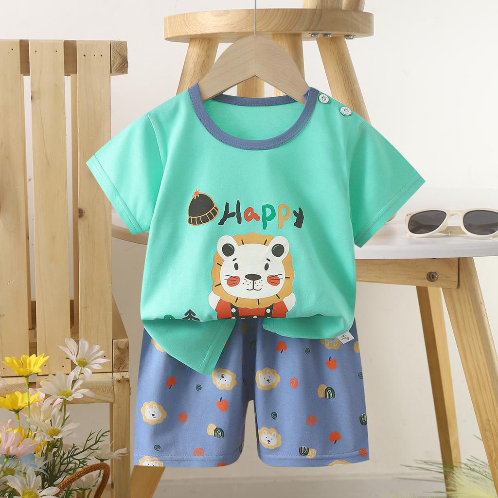 Children's Casual Short-sleeved Summer Cotton T-shirt Set for Boys and Girls