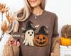 Comfort Colors® Spooky Ghost Halloween Shirt, Preppy Floral Pumpkin Tee, Spooky Season T-Shirt, Ghost Aesthetic Tee Floral Patchwork Shirt