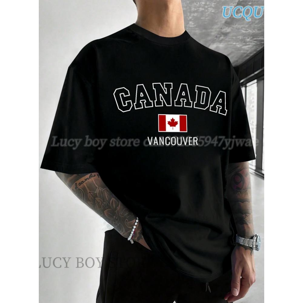 NEW IN Mens CANADA  Flag Printed Short Sleeve T Shirt Man O-Neck Sportwear  Racing Football Tee Vintage Casual Tops Men Clothes
