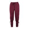Men Pants Medieval Vikings Pirate Ankle-banded Strap Elastic Loose Waist Pleated Lace-up Solid Color Cropped Trousers Cosplay Performance Costume