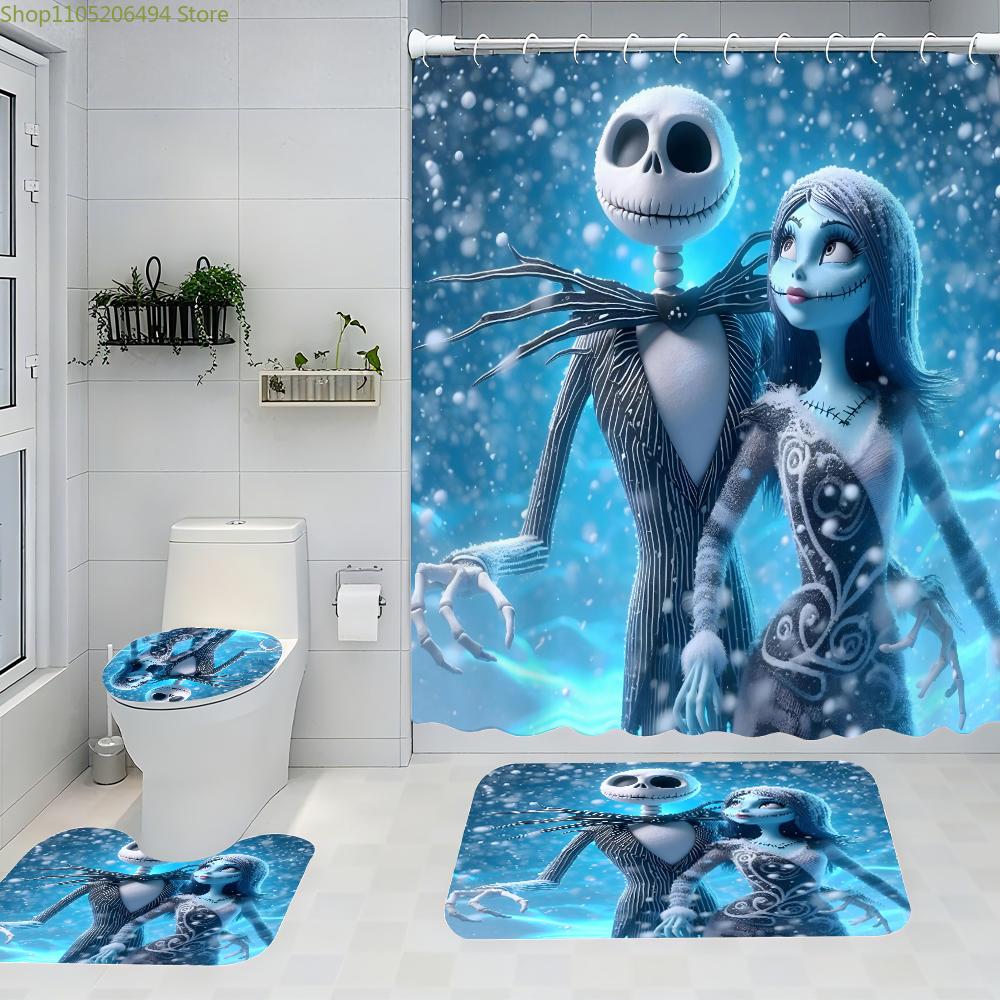 Комплект для ванной комнаты Jack из четырех предметов - Авангардная водонепроницаемая шторка для душа, создающая полный набор для ванной комнаты