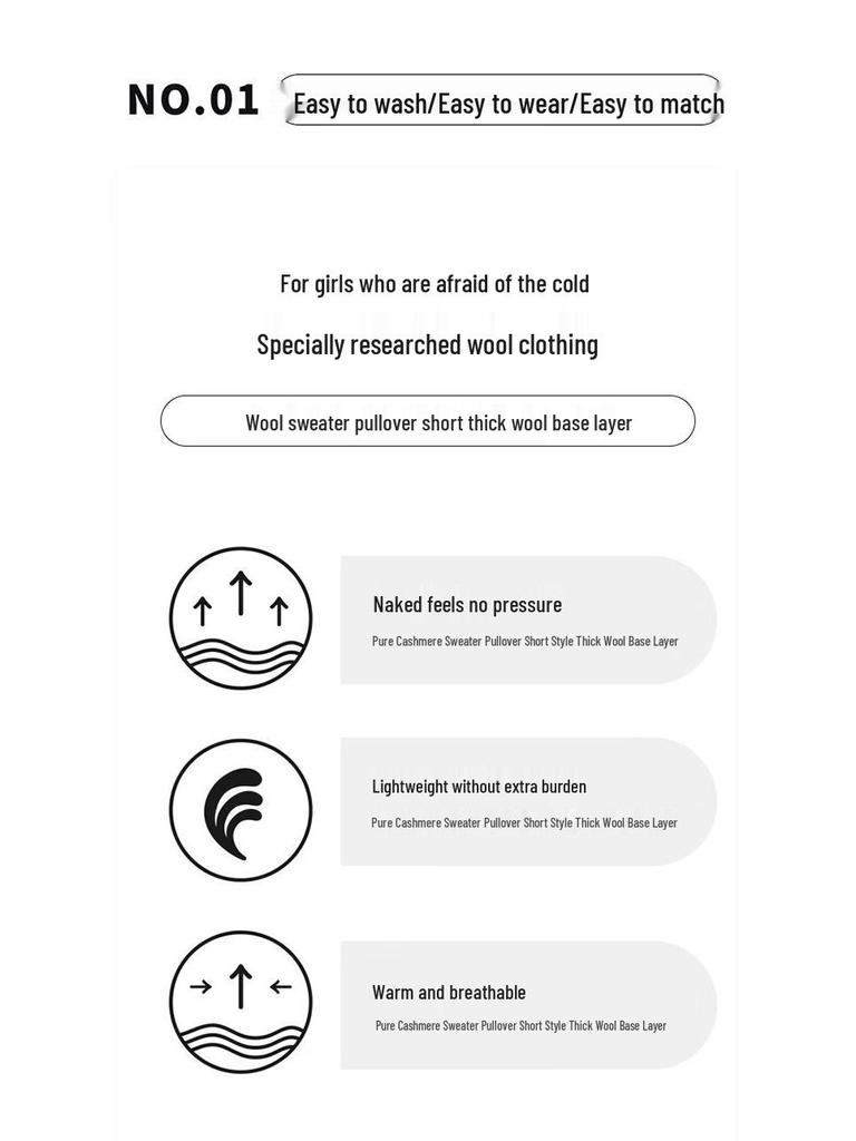 Hengyuanxiang Women's Merino Wool Half-High Neck Pullover Sweater