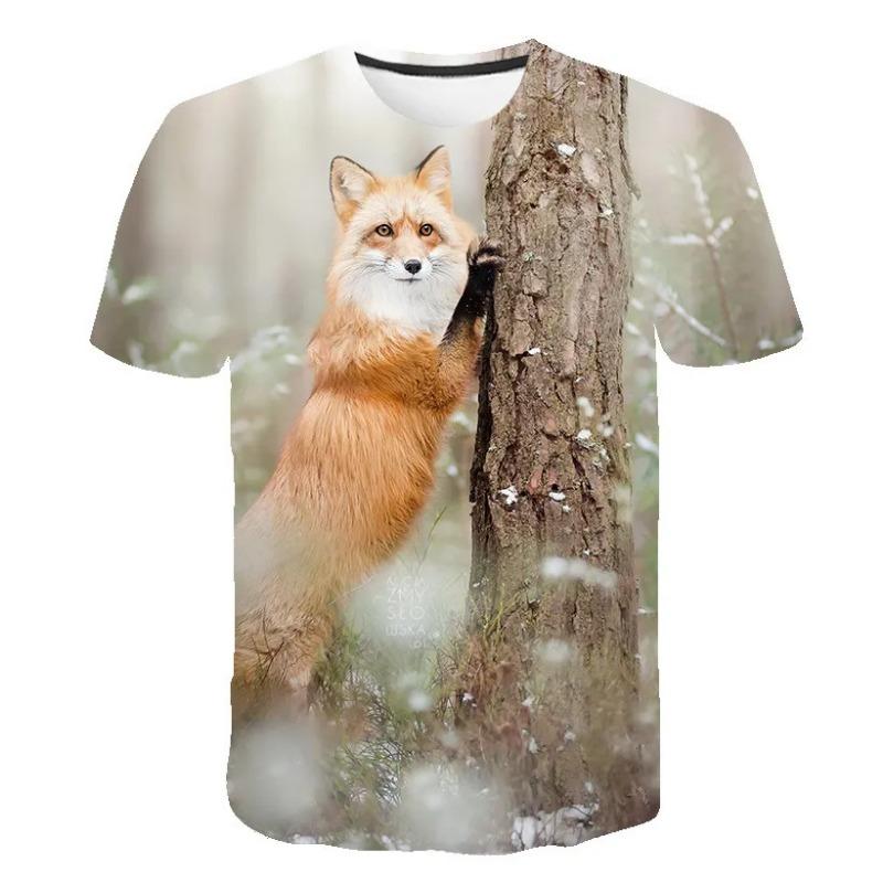 Fox Print Adult Casual Short Sleeved T-shirt Adult T-shirt