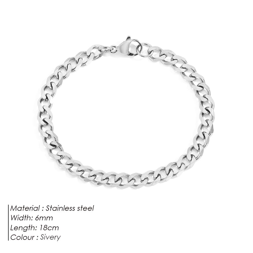 EMANCO Silver Color Bracelets Men Bracelet Classic Stainless Steel 4MM/6MM/8MM Trendy Punk Charms Cuban Chain Bracelets