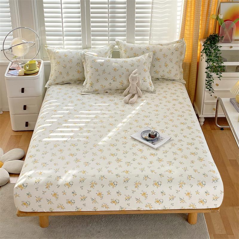 Комплект простыней на резинке с цветочным узором синего и белого цветов, комплект постельного белья из хлопка, приятное для кожи нескользящее покрывало с наволочками