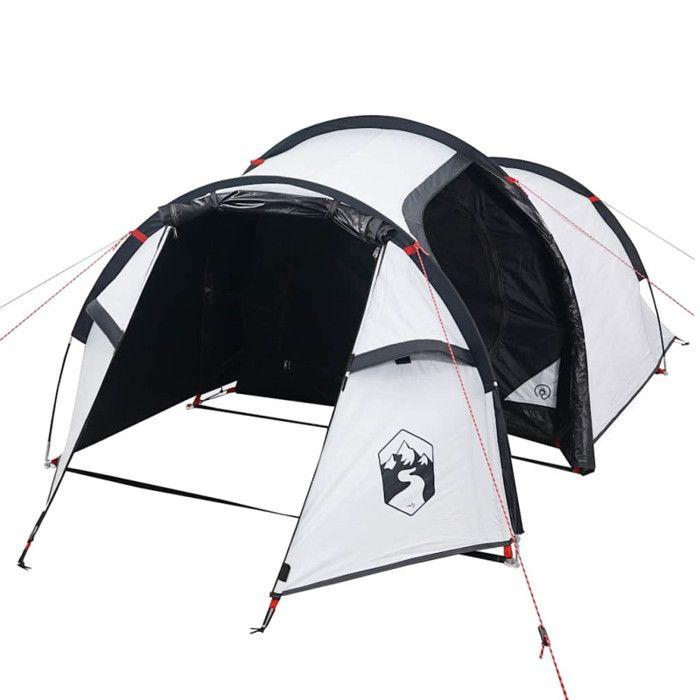 VidaXL Tente de Camping 3 Personnes, Tente d'Ombrage avec Sac, Auvent Portable avec Parois Latérales pour Randonnée, Blanc 94389