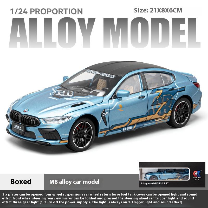 2026 Новый спортивный автомобиль M8 1:24 гоночная модель автомобиля из сплава Подарок мальчику Металлическая литая детская игрушечная машинка Украшения Симулированная модель автомобиля со звуком и светом