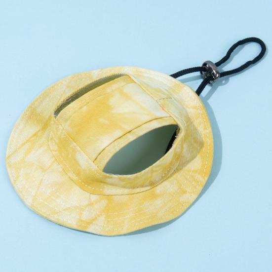 Tie-dye Dog Bucket Hats with Ear Holes Adjustable Round Brim Outdoor Sun Protection Cap for Small Medium Dogs And Cats