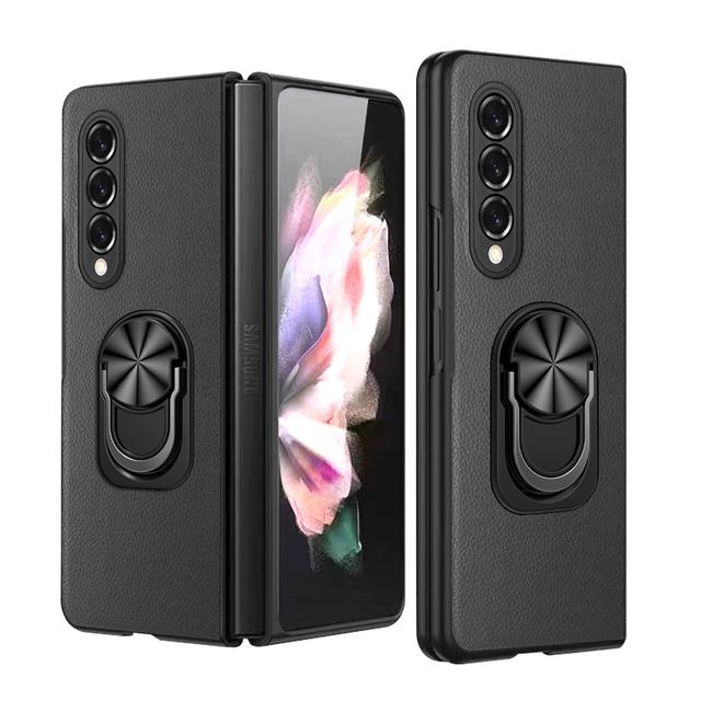 Тонкий легкий кожаный чехол-держатель для кольца для Samsung Galaxy Z Fold 3 4 Fold4 5g Fold2 Fold3 Fold 2 противоскользящий чехол для мобильного телефона