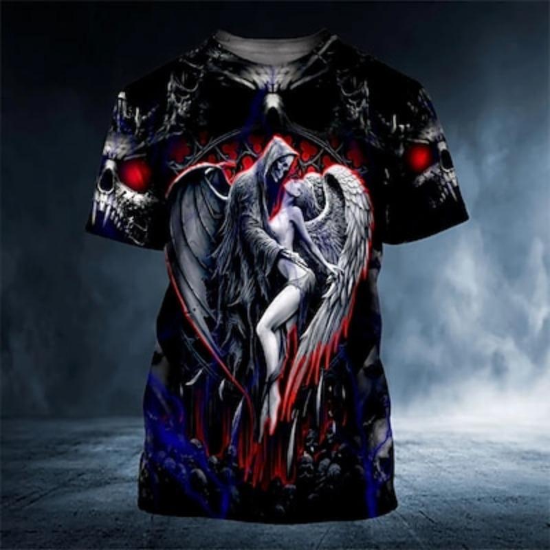 Men's Graphic Skulls T Shirt Tee Short Sleeve T Shirt 3D Print Crew Neck Shirt Vintage Fashion Des3igner Outdoor Casual Daily