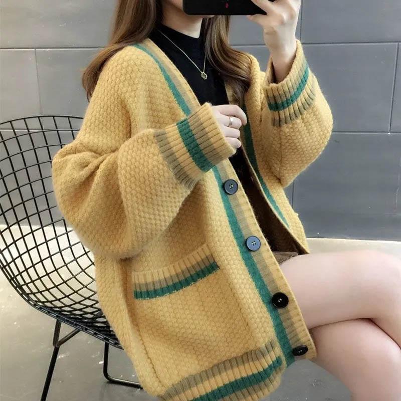 Sweaters Coat Cardigan for Women Stretch Thickened Loose Long Sleeve Knit Cardigan Hooded Sweaters Jacket