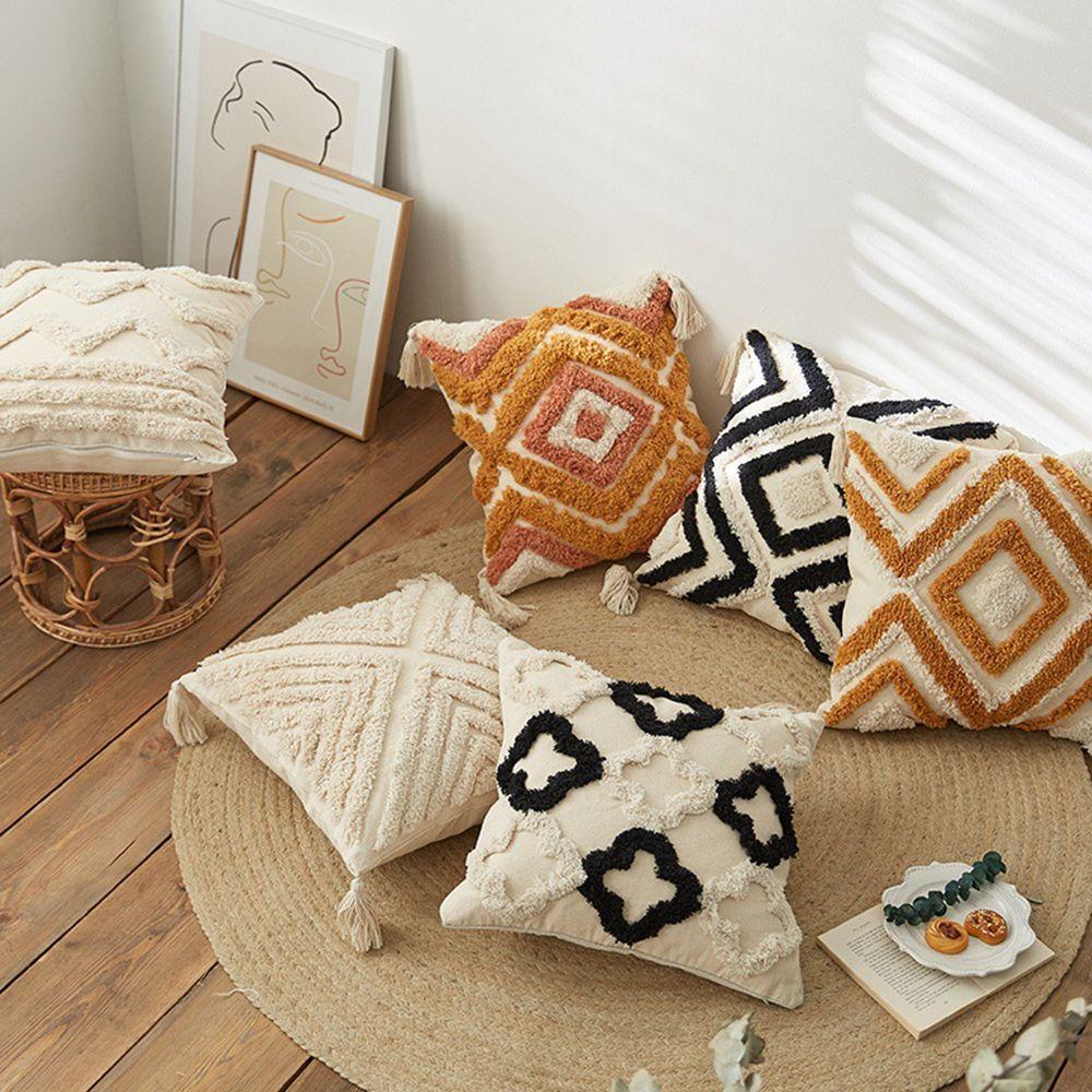Geometric Throw Pillow for Living Room Bohemia Tassels for Sofa Couch Boho Pillow Cover Home Textile Cushion Covers Pillow Case