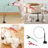 Interactive Feathered Cats Toy Teaser Wand Set With Rotating Birds Design And Suction Cup Base For Indoor Playtimes