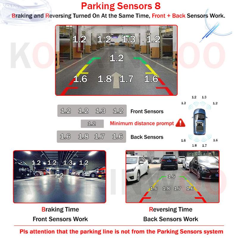 Koorinwoo Visible Video Car Parking Sensors 8/6/4 Probes Backlight Front With Rear Alarm Parktronic For DVD Andriod Media System