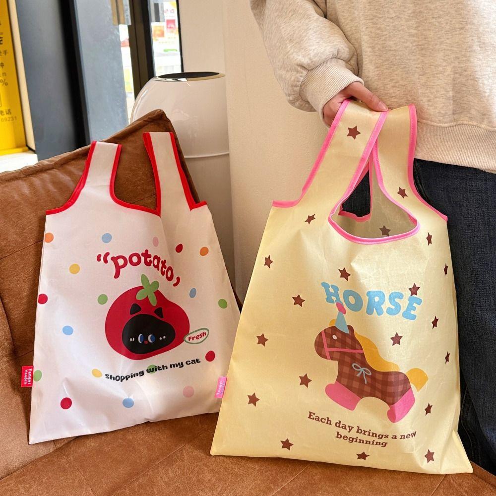 Reusable Eco-Friendly Bag Kawaii Cartoon Handbag Tote Bag Foldable Shopping Bag  Men