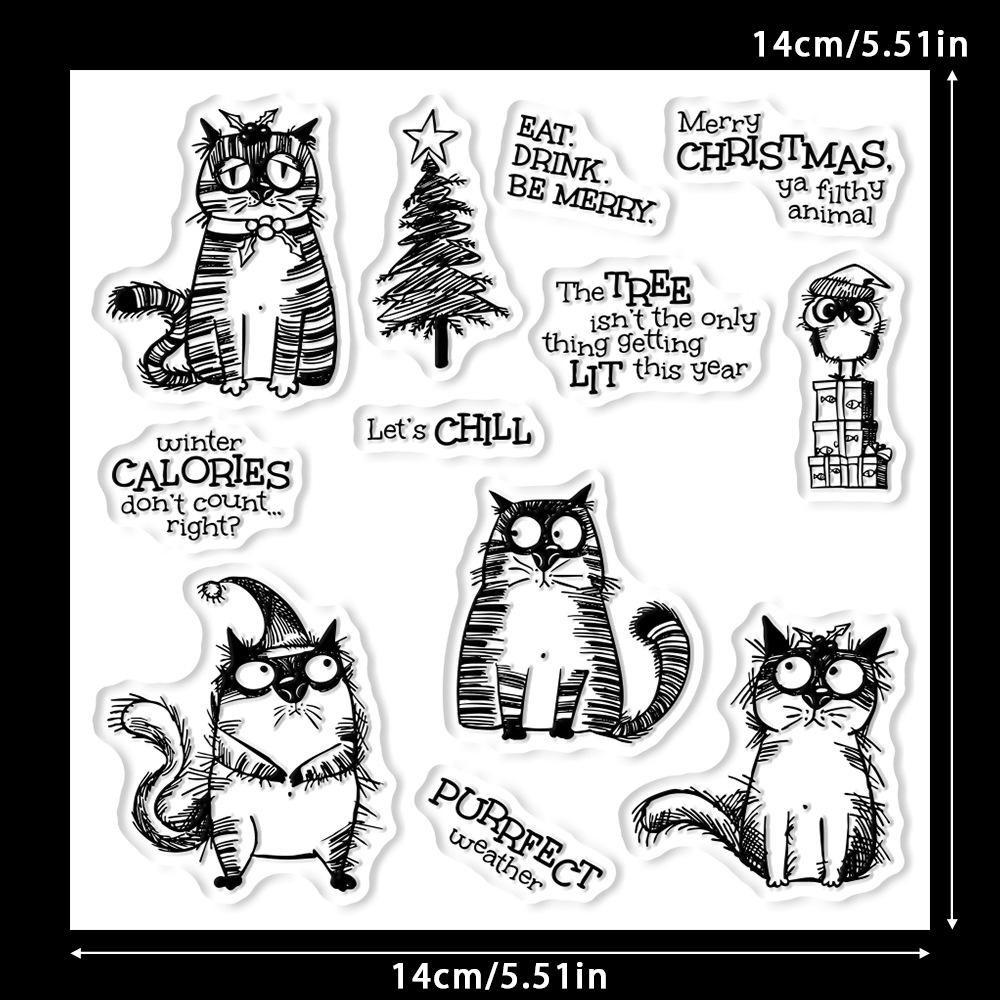 Рождественский Мяу Прозрачный Силиконовый Штамп-Планер и Стальной Штамп для Тиснения для Открыток Ручной Работы