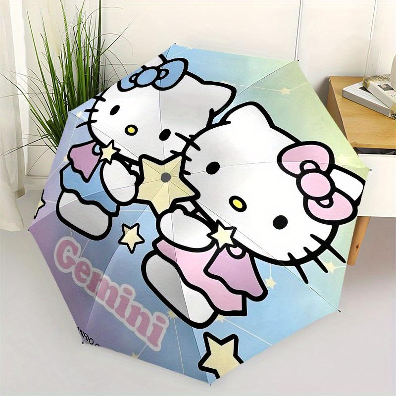 1pc Gemini Hello Kitty Stars Umbrella with Plastic Handle,Suitable for All Seasons Home Travel Outdoor UmbrellaSanlio008