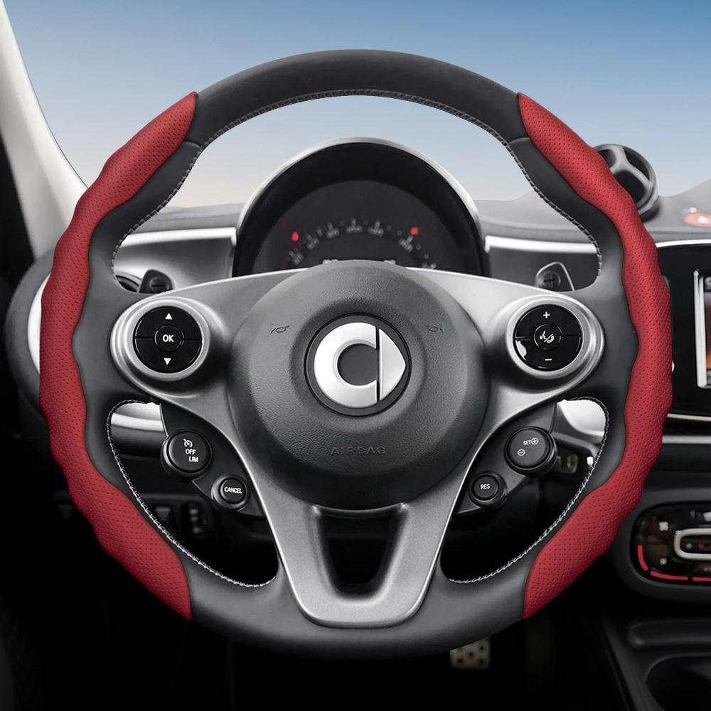 vcxja9 Suitable for Smart Steering Wheel Cover with Wavy Sports Design, Breathable Leather, Segmented Non-Slip Sweat-Absorbing Steering Wheel