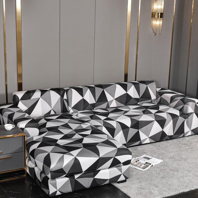 Чехол для дивана с квадратной решеткой, чехол для дивана, эластичные чехлы для домашних животных, защита Chaselong, L-образная форма, защита от пыли, можно стирать в машине