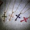 Lady Charm Shiny Rhinestones Cross Pendant Necklace Women  Party Choker Jewelry Gift