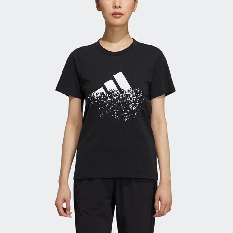 Adidas T Shirts Women's Black Crew Neck Moderate Straight Fit GP0599