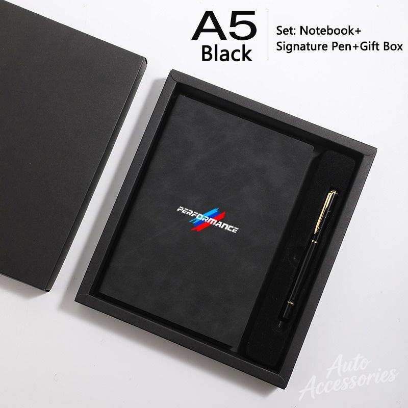QXFA9 A5 Leather Business Notebook With Signature Pen Set Gift Box Luxury Hardcover Journal Office School For BMW Performance Sticker