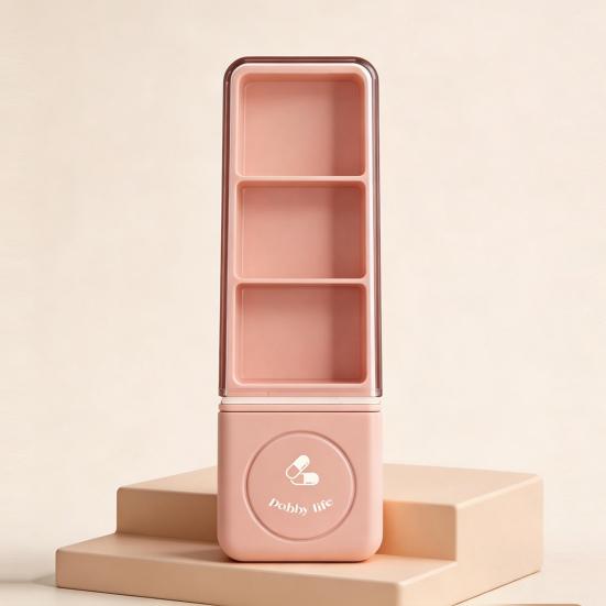Mini Pill Box with Three Independent Grids and Cutter Slot Moisture-Proof Seal