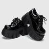 Women's Lace-Up High Heel Thick Bottom Single Shoes Spring New Style Platform Round Toe Flats Heightening Small Leather Shoes
