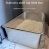 Extra Large Open Top Stainless Steel Cat Litter Box - Anti-Splash, Semi-Enclosed, Raised, Odor-Proof.