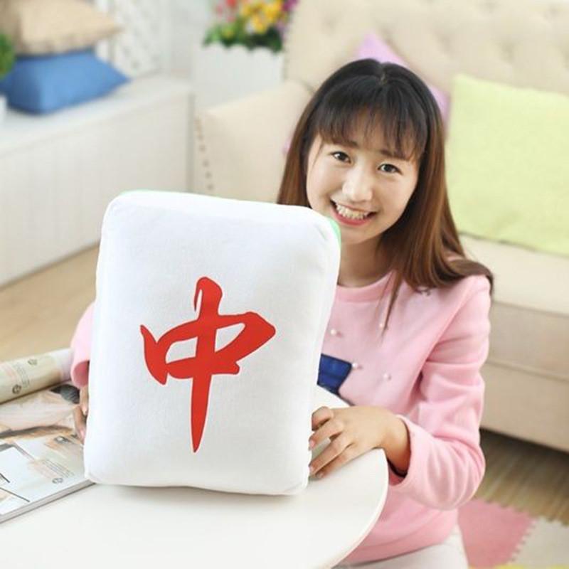 Mahjong Themed Plush Pillow Toy With Pp Cotton Filling For Home Decor Gift Special Characters Included
