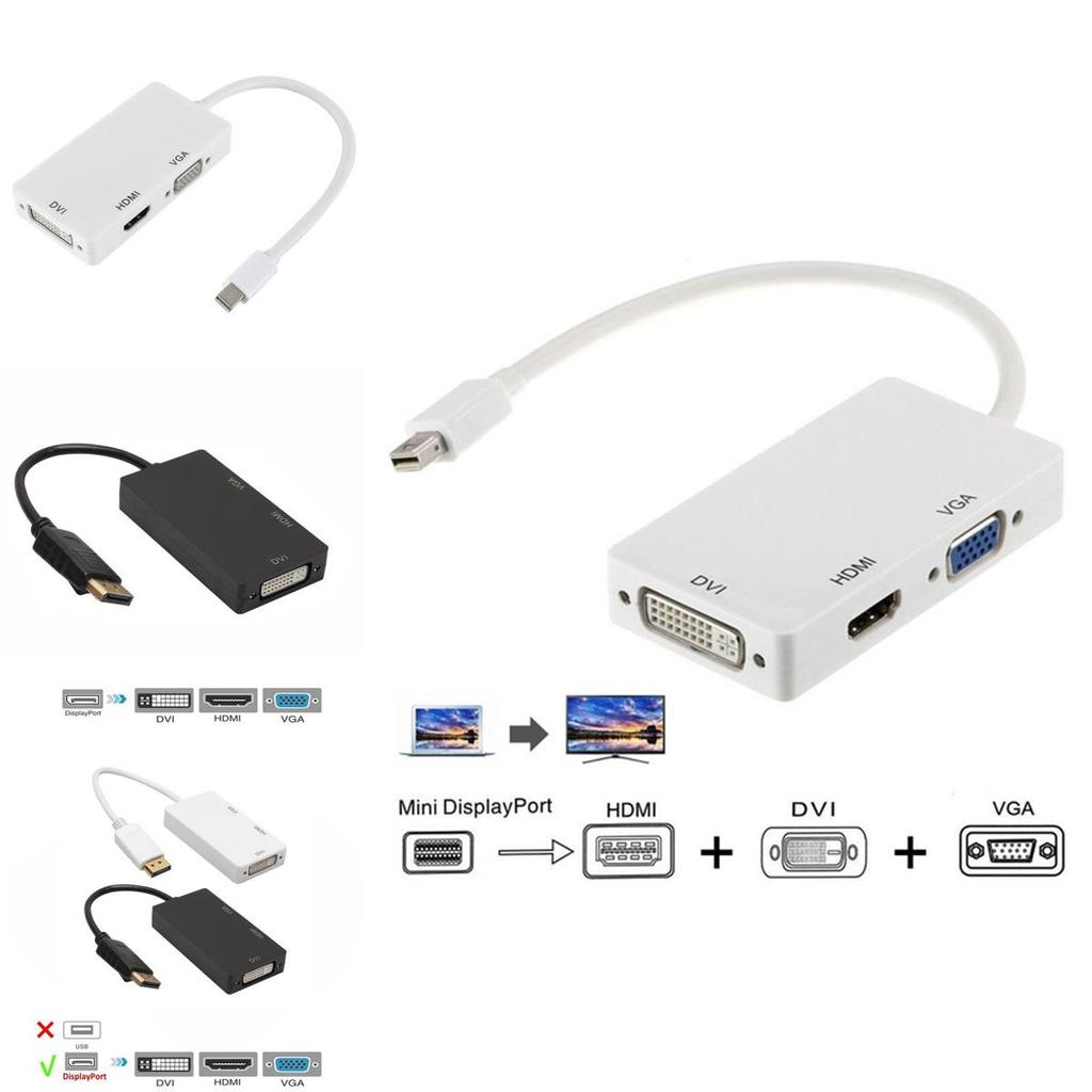 Мини DisplayPort к HDMI DVI VGA 3-в-1 адаптер с чипсетом для Macbook Pro Air для настройки нескольких мониторов