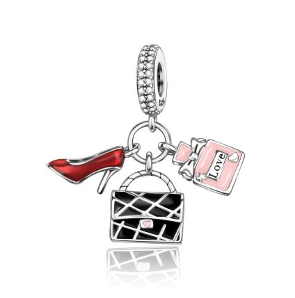 Романтическая Тема Настоящая Медь Помада Обувь Сумка Шармы Рюкзак Бусины Подвеска Подходит Женский Браслет Ожерелье DIY Тонкое Тонкое Ювелирное Изделие Подарочный Предмет