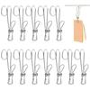 Stainless Steel Clothespins (12-Pack) with Hooks for Hat Hangers, Laundry Clips, Hangers, Clothes Drying Racks, Kitchen, Bathroom, Rust-Resistant, Non