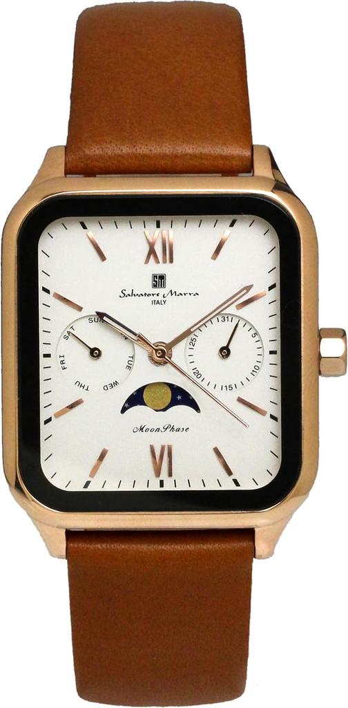 Ремень из кожи с квадратным календарем и фазами Луны, водонепроницаемый, деловой, формальный, ограниченная модель, розовый, золотой, белый [Salvatore Mara] для мужчин