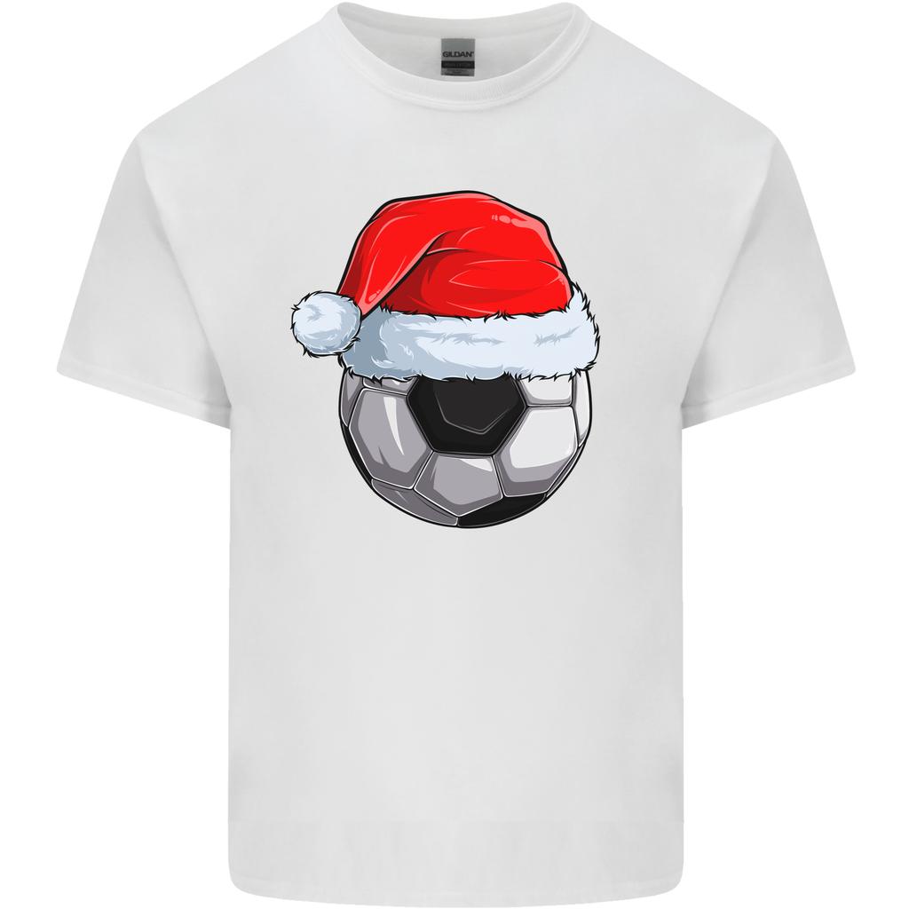 Christmas Football Santa Hat Xmas Soccer Unisexs Light Cotton TShirt