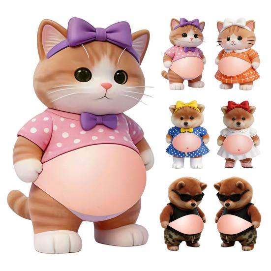 1 пара эластичных наклеек на живот с изображением животных для снятия тревоги и стресса. Наклейка с мультяшным медведем, собакой или кошкой, с эффектом ущипывания за живот, предотвращающая столкновения.