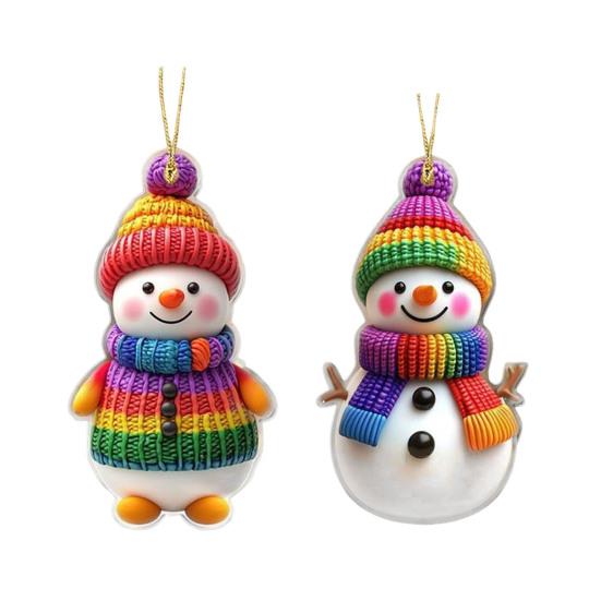 Снеговик Рождественские украшения Персонализированные 2D акриловые украшения на елку Подвесные украшения-снеговики для праздника