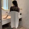 Новые шифоновые пижамы женские летние с коротким рукавом, кружевные пижамы с бантом, высококачественная милая домашняя одежда