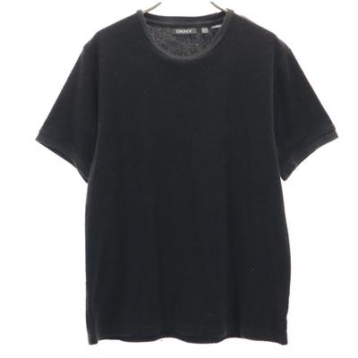 DKNY DONNA KARAN NEW YORK Футболка с коротким рукавом, махровая основа, S, черная, однотонная, мужская, б/у