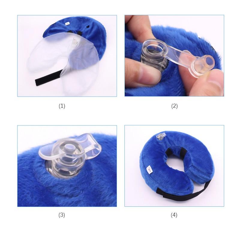 Inflatable E-Collar Dogs Cats Anti-Licking Bite Prevention Neck Ring PVC Foldable Pet Recovery Cone