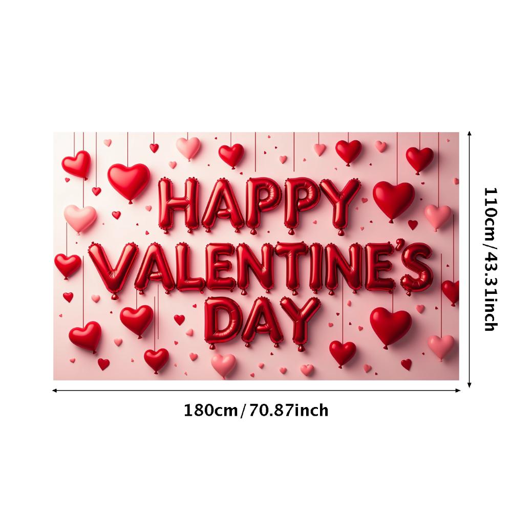 Valentine's Day Banner Backdrop Romantic Decorations Heart Background Red Love Celebration Photography Prop Party Supplies