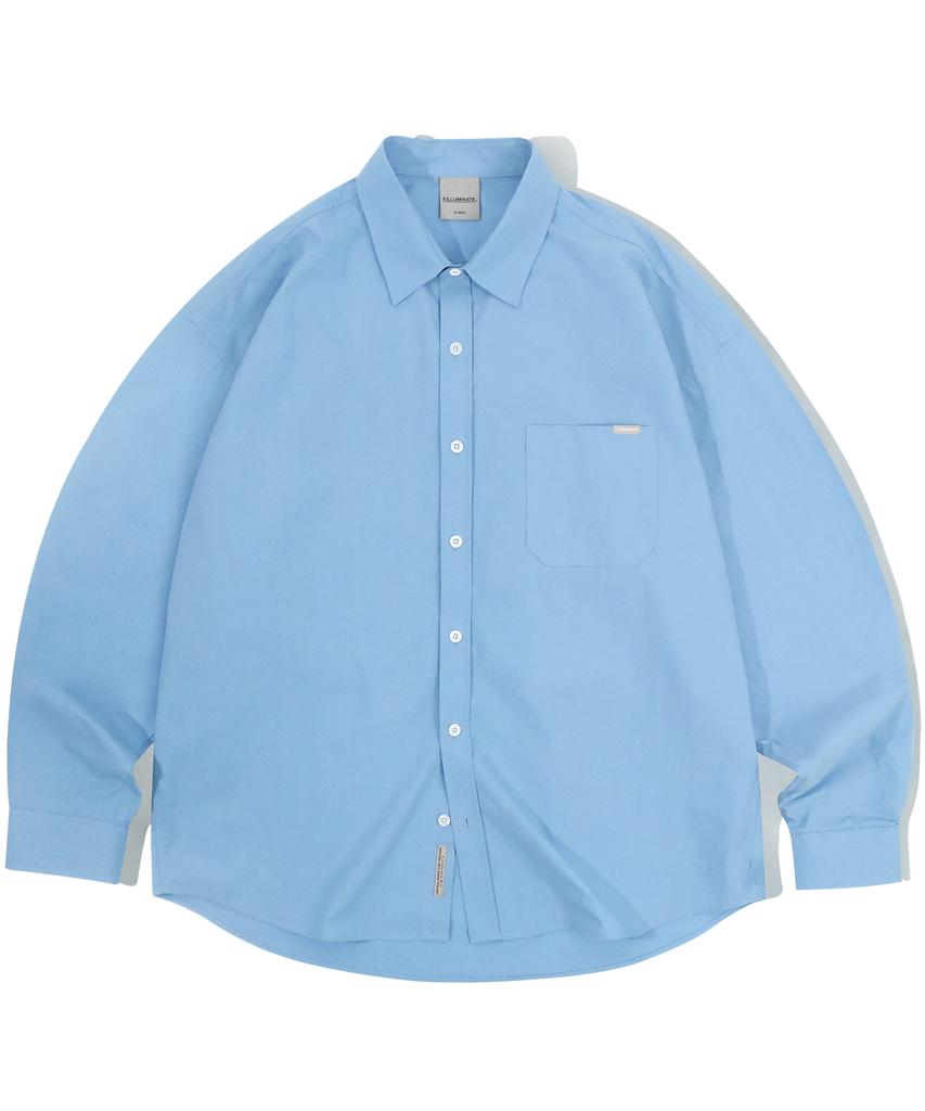 FILLUMINATE Oversized Comfort Cotton Shirt - Sky Blue