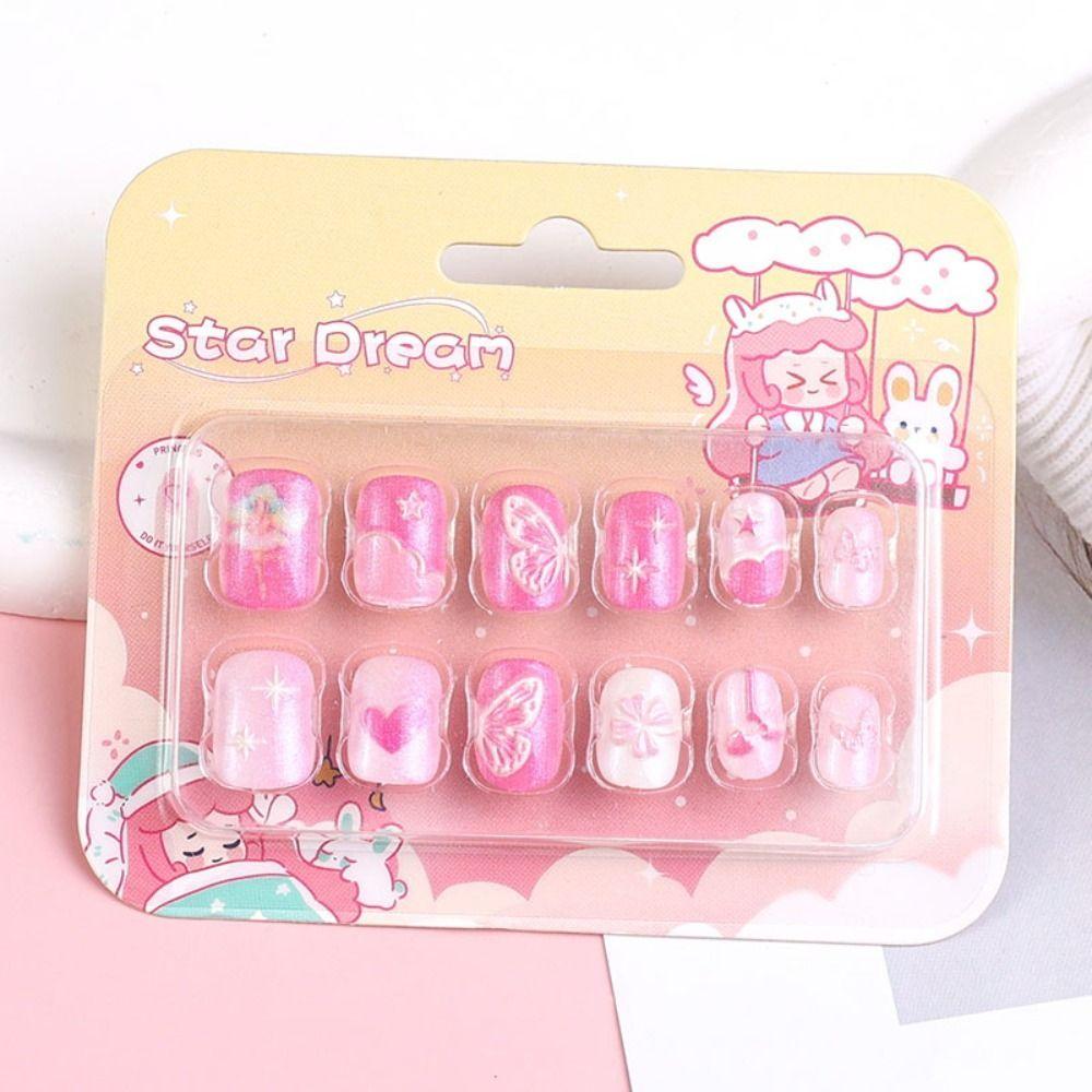 Cute Children Nail Patches Short Press on Nails Fashion False Nails  for DIY